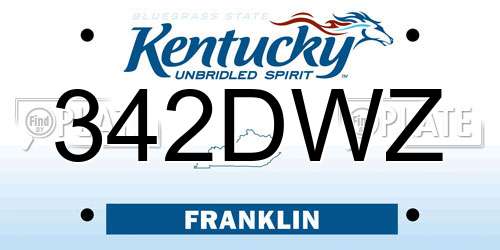 342DWZ Kentucky License Plate