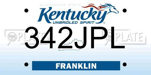 342JPL Kentucky License Plate
