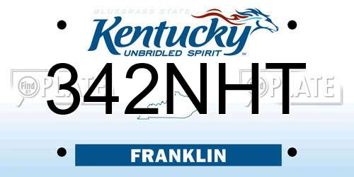342NHT Kentucky License Plate
