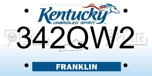 342QW2 Kentucky License Plate