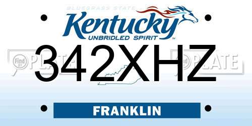342XHZ Kentucky License Plate