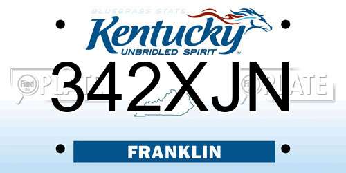 342XJN Kentucky License Plate