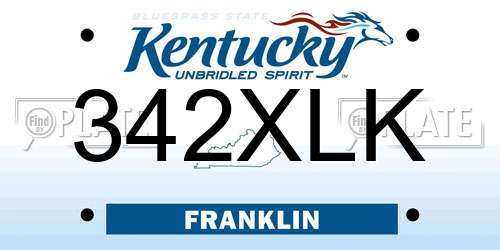 342XLK Kentucky License Plate