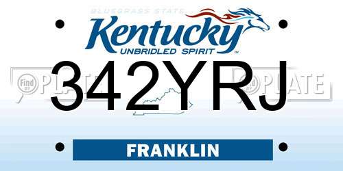 342YRJ Kentucky License Plate