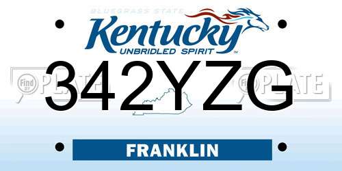 342YZG Kentucky License Plate
