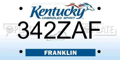 342ZAF Kentucky License Plate