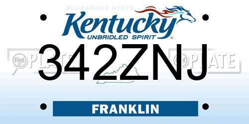 342ZNJ Kentucky License Plate