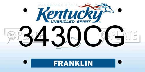 3430CG Kentucky License Plate