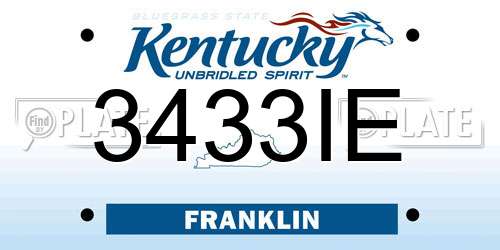 3433IE Kentucky License Plate