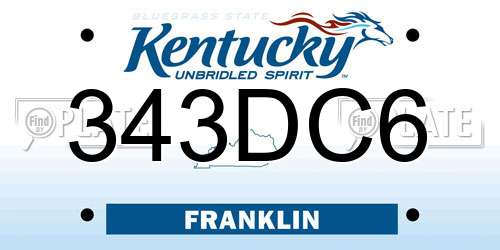 343DC6 Kentucky License Plate