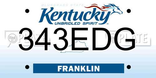 343EDG Kentucky License Plate