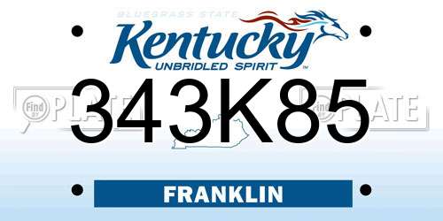 343K85 Kentucky License Plate