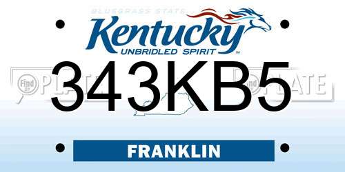 343KB5 Kentucky License Plate