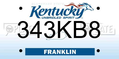 343KB8 Kentucky License Plate