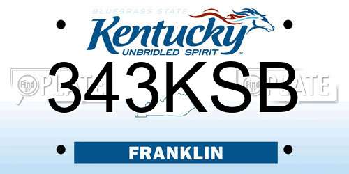 343KSB Kentucky License Plate