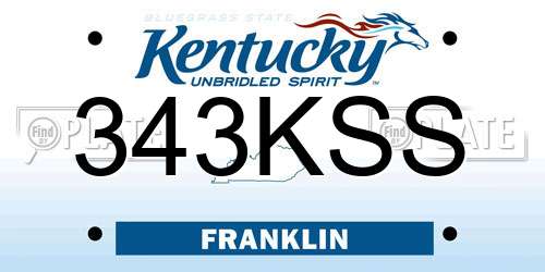 343KSS Kentucky License Plate