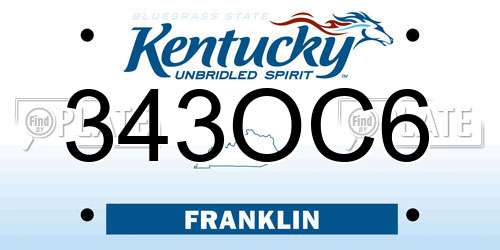 343OC6 Kentucky License Plate
