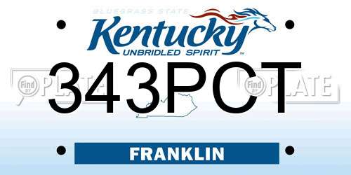 343PCT Kentucky License Plate