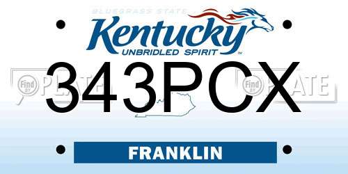 343PCX Kentucky License Plate