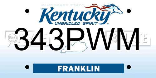 343PWM Kentucky License Plate