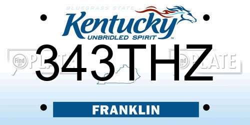 343THZ Kentucky License Plate