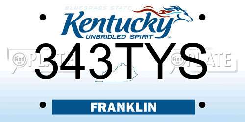 343TYS Kentucky License Plate