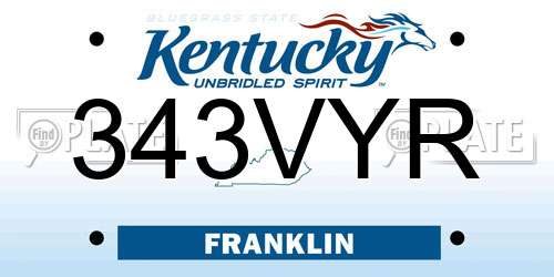 343VYR Kentucky License Plate