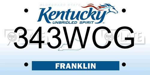343WCG Kentucky License Plate