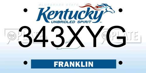 343XYG Kentucky License Plate