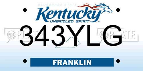 343YLG Kentucky License Plate