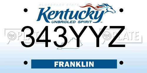 343YYZ Kentucky License Plate