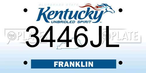 3446JL Kentucky License Plate