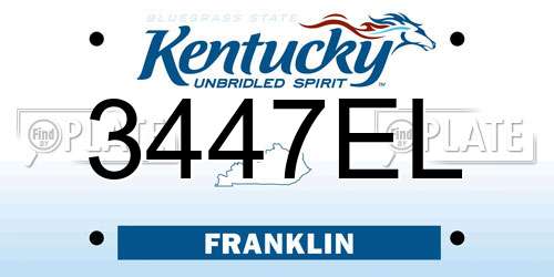 3447EL Kentucky License Plate
