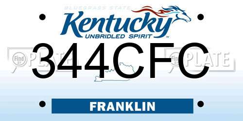 344CFC Kentucky License Plate