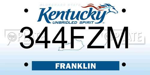 344FZM Kentucky License Plate