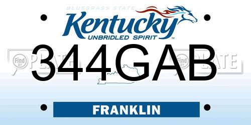 344GAB Kentucky License Plate