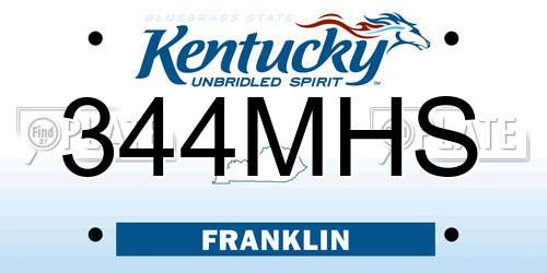 344MHS Kentucky License Plate