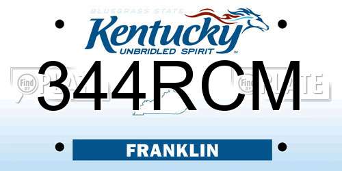 344RCM Kentucky License Plate