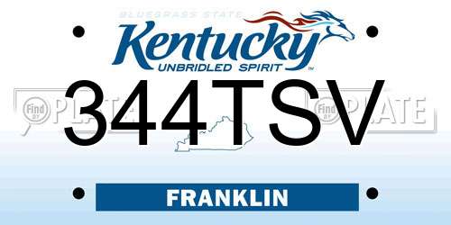 344TSV Kentucky License Plate