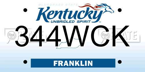 344WCK Kentucky License Plate