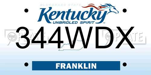 344WDX Kentucky License Plate