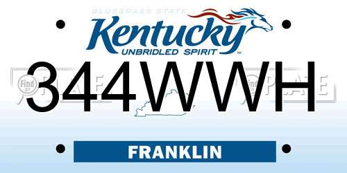 344WWH Kentucky License Plate