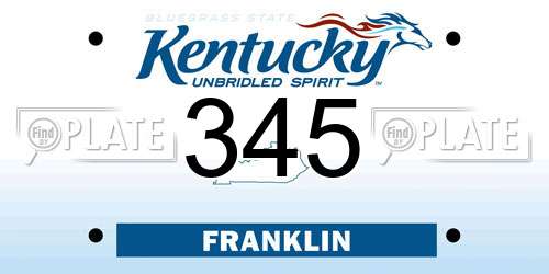 345 Kentucky License Plate