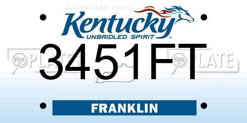 3451FT Kentucky License Plate