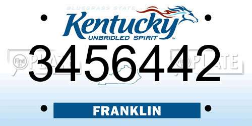 3456442 Kentucky License Plate