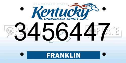 3456447 Kentucky License Plate