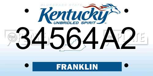 34564A2 Kentucky License Plate