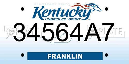 34564A7 Kentucky License Plate