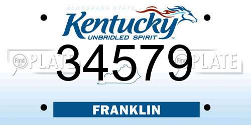 34579 Kentucky License Plate