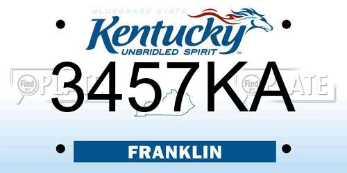 3457KA Kentucky License Plate